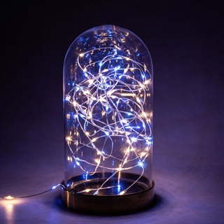 LED kobber lyskæde med blåt og varmt hvidt lys